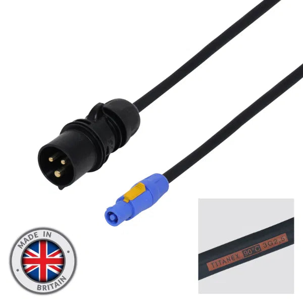 2m 2.5mm 16A Male powerCON Cable