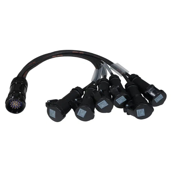 Socapex 19-Pin Male - 16A Mennekes Female 2.5mm Fan-Out Cable