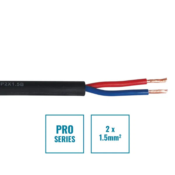 PRO 2 Core 2 x 1.5mm Speaker Cable SP2X1.5B, 500m Drum Black