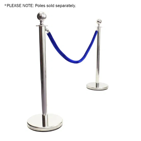 Chrome Barrier Rope, Blue Velvet