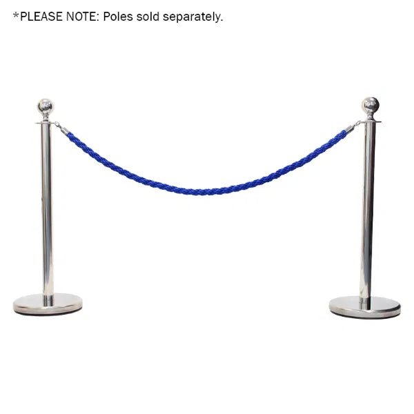 Chrome Barrier Rope, Blue Twisted
