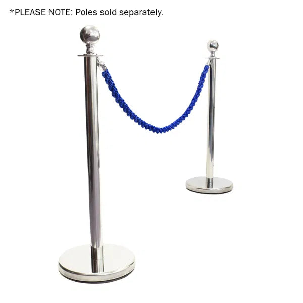 Chrome Barrier Rope, Blue Twisted