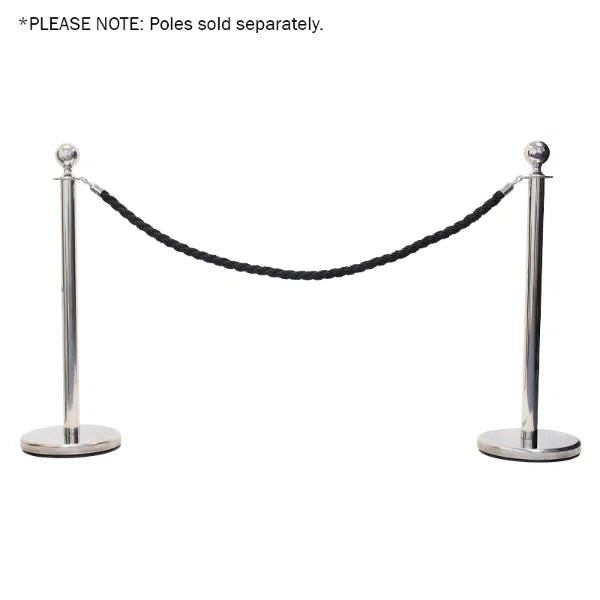 Chrome Barrier Rope, Black Twisted