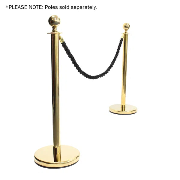 Gold Barrier Rope, Black Twisted