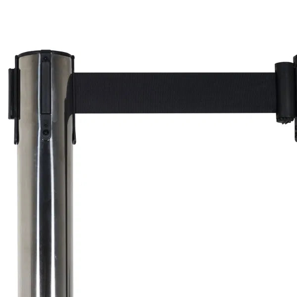 Retractable Barriers - Chrome Pole / Black Strap (Set of 2)