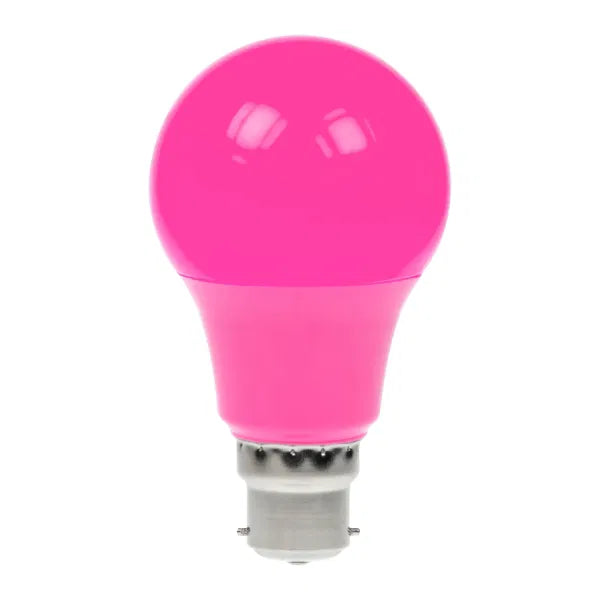 6W Dimmable LED Polycarbonate GLS Lamp, BC Pink