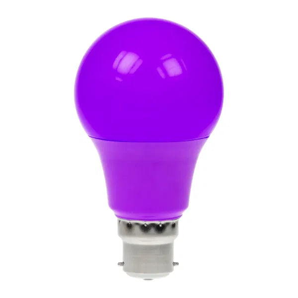 6W Dimmable LED Polycarbonate GLS Lamp, BC Purple