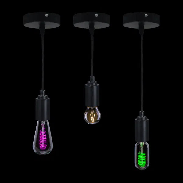E27 Pendant Kit - Black Matt with Black Fabric Cord