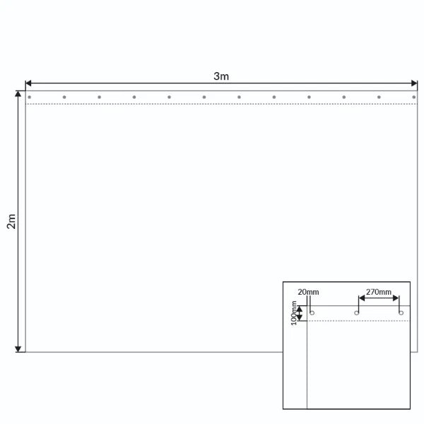 3 x 2m Black Serge Drape