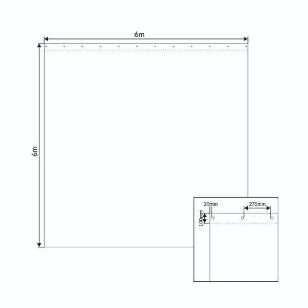 6 x 6m Black Serge Drape