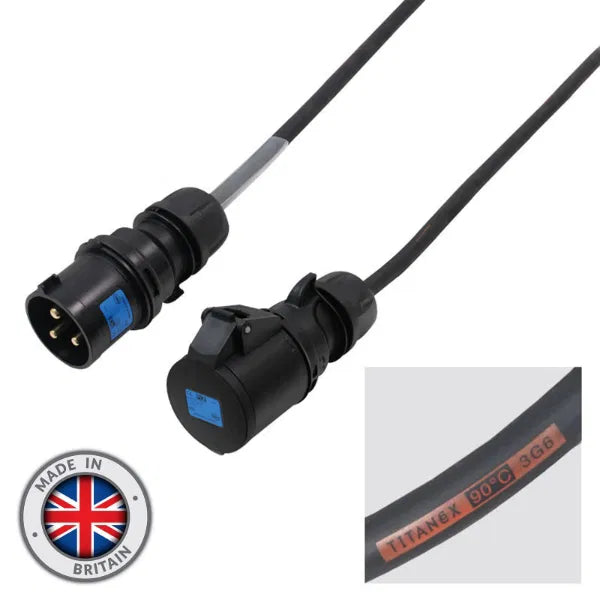15m 32A Male - 32A Female 1PH 6mm 3C Cable