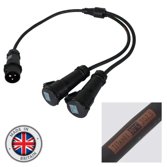 Moulded Y Split - 2.5mm 16A Mennekes Connectors