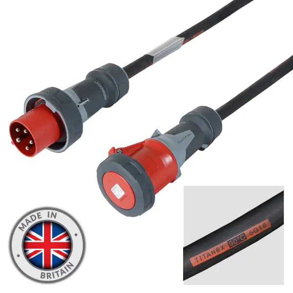 20m 63A Male - 63A Female 3PH 16mm 5C Cable, Mennekes