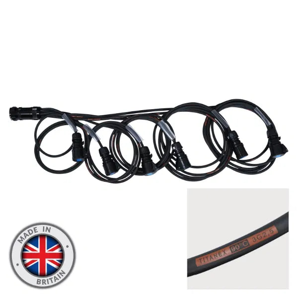 Socapex 19-Pin Male - 16A Female 2.5mm Staggered Fan-Out Cable