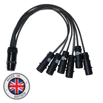 16A Mennekes Male - Socapex 19-Pin Female 1.5mm Fan-In Cable