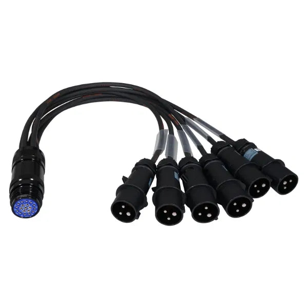 16A Mennekes Male - Socapex 19-Pin Female 2.5mm Fan-In Cable