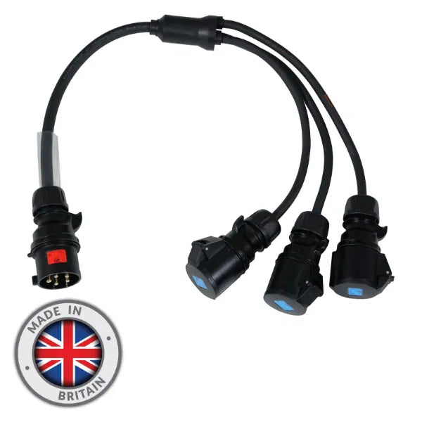 Moulded Y Split - 32A 3PH Male to 3 x 32A 1PH Female