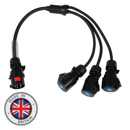 Moulded Y Split - 32A 3PH Male to 3 x 32A 1PH Female