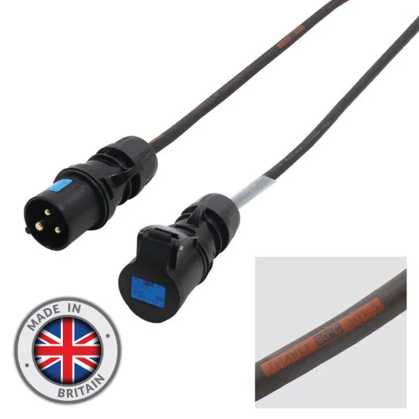 5m 1.5mm 16A Male ? 16A Female Cable, PCE Midnight