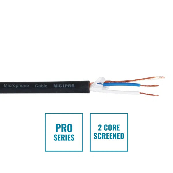 PRO Screened 2 Core Microphone Cable MIC1PRB, 100m Drum Black
