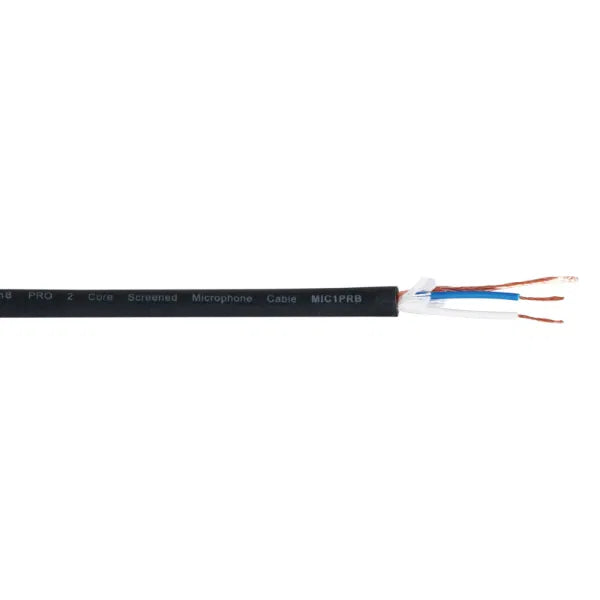 PRO Screened 2 Core Microphone Cable MIC1PRB, 100m Drum Black