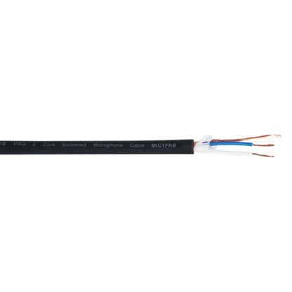 PRO Screened 2 Core Microphone Cable MIC1PRB, 100m Drum Black