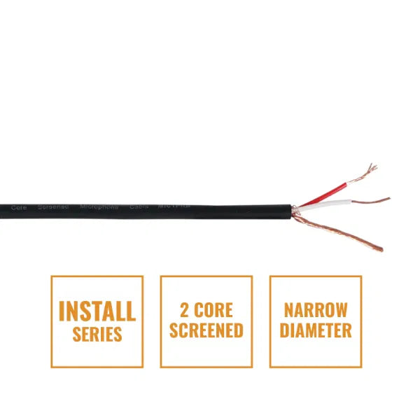 INSTALL Screened 2 Core Microphone Cable MIC1PRB, 100m Drum Black