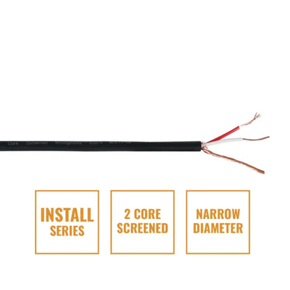 INSTALL Screened 2 Core Microphone Cable MIC1PRB, 100m Drum Black