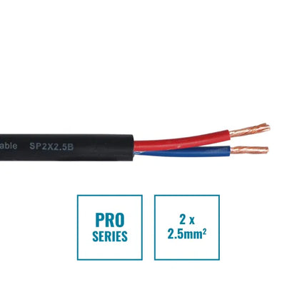 PRO 2 Core 2 x 2.5mm Speaker Cable SP2X2.5B, 100m Drum Black