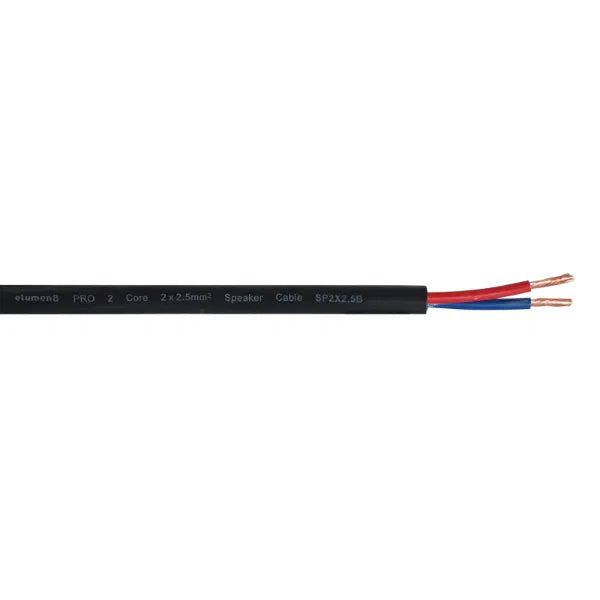 PRO 2 Core 2 x 2.5mm Speaker Cable SP2X2.5B, 100m Drum Black