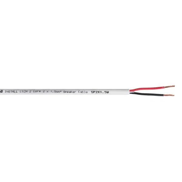 INSTALL LSZH 2 Core 2 x 1.5mm2 Speaker Cable SP2X1.5W, 500m Drum White