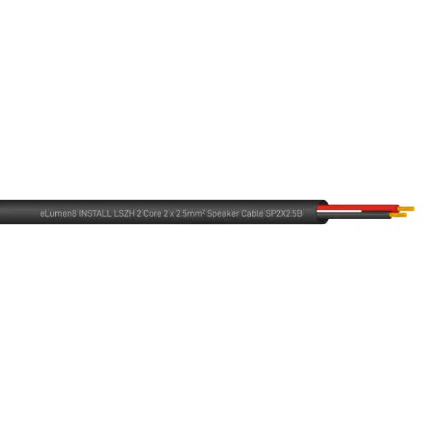 INSTALL LSZH 2 Core 2 x 2.5mm2 Speaker Cable SP2X2.5B, 500m Drum Black