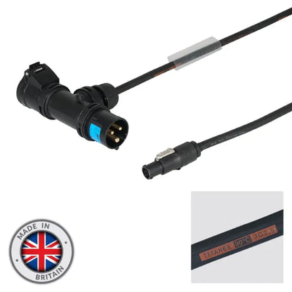 3m PCE 16A Black T-Connect to powerCON TRUE1 TOP Cable