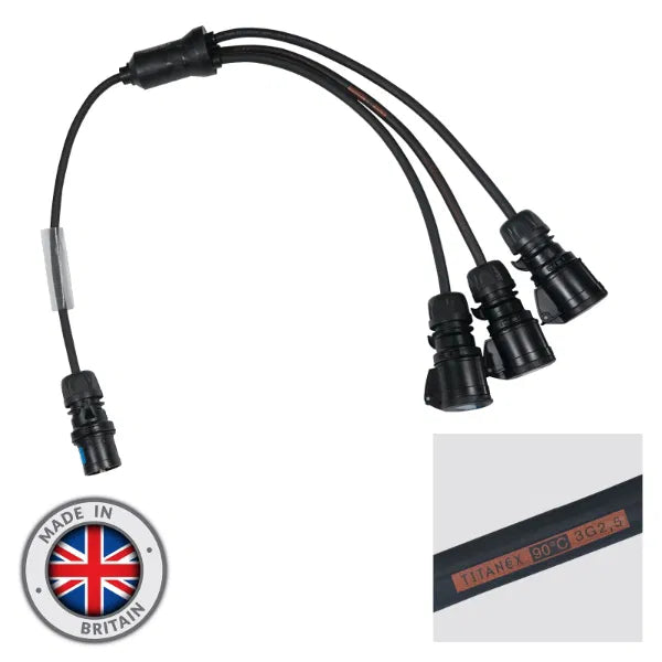 Moulded 3 Way Y Split - 2.5mm 16A PCE Connectors