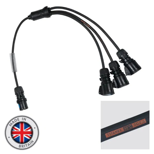 Moulded 3 Way Y Split - 2.5mm 16A PCE Connectors