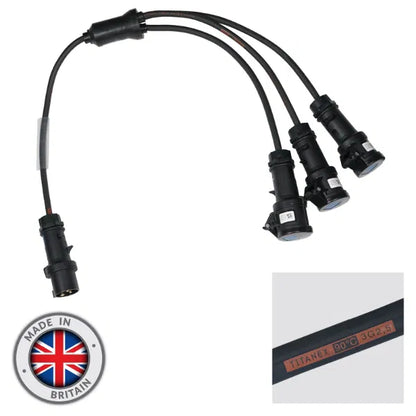 Moulded 3 Way Y Split - 2.5mm 16A Mennekes Connectors