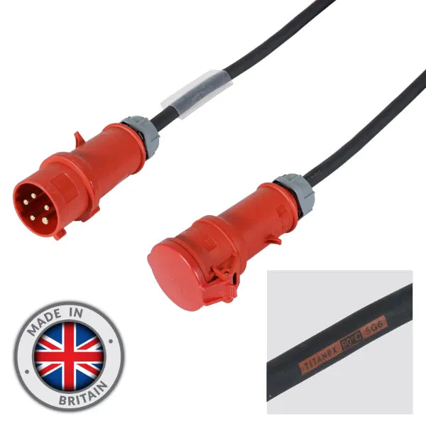 50m 32A Male - 32A Female 3PH 6mm 5C Cable, Mennekes