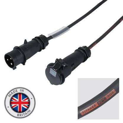 25m 32A Male - 32A Female 1PH 6mm 3C Cable, Mennekes