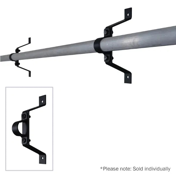 Pipe To Wall Bracket, 100mm Black