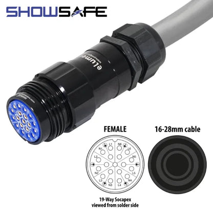 Socapex 19-Pin Line Female Socket 16-28mm