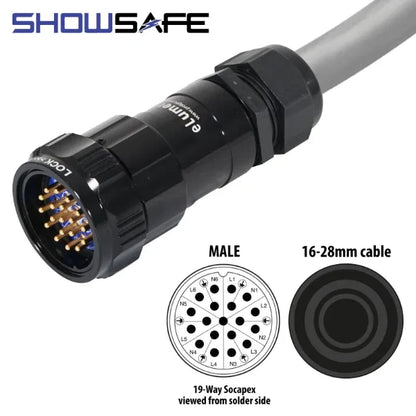 Socapex 19-Pin Line Male Plug 16-28mm