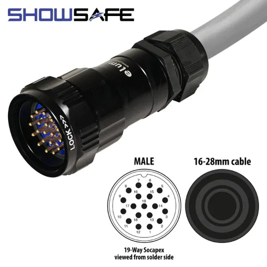 Socapex 19-Pin Line Male Plug 16-28mm Numbered