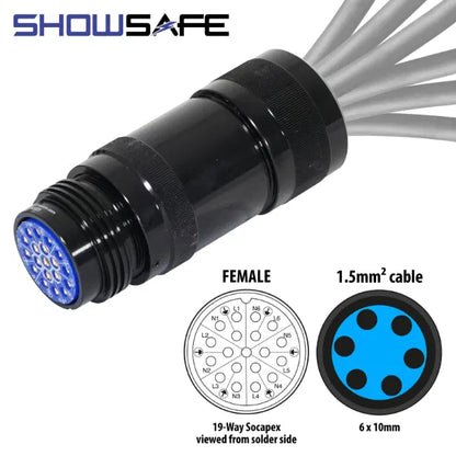 Socapex 19-Pin Line Female Socket 6 x 10mm (1.5mmý cable)