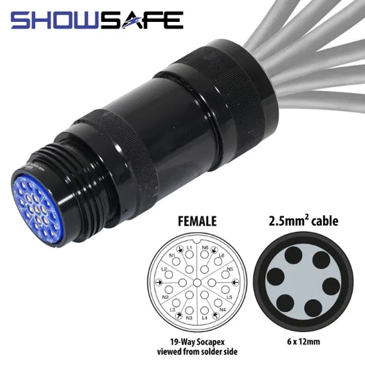 Socapex 19-Pin Line Female Socket 6 x 12mm (2.5mmý cable)