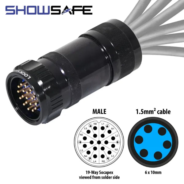 Socapex 19-Pin Line Male Plug 6 x 10mm (1.5mmý cable)