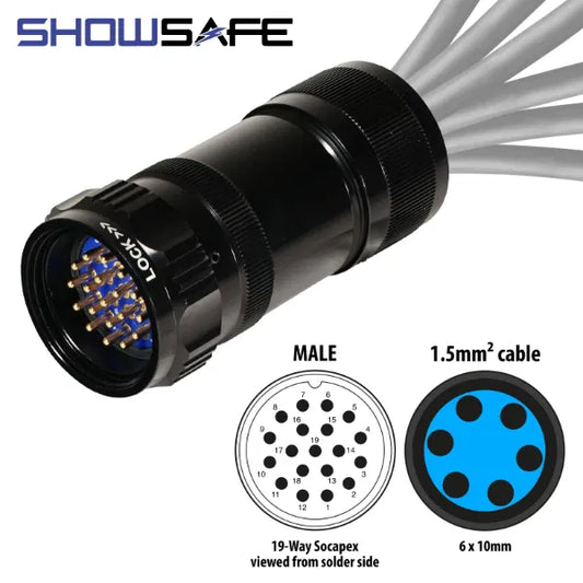 Socapex 19-Pin Line Male Plug 6 x 10mm (1.5mmý cable) Numbered