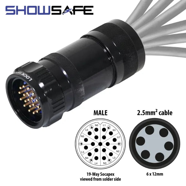 Socapex 19-Pin Line Male Plug 6 x 12mm (2.5mmý cable)