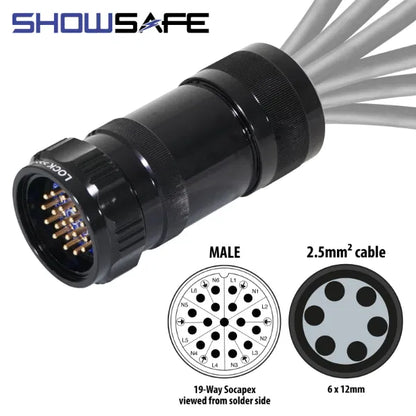 Socapex 19-Pin Line Male Plug 6 x 12mm (2.5mmý cable)