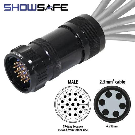 Socapex 19-Pin Line Male Plug 6 x 12mm (2.5mmý cable)