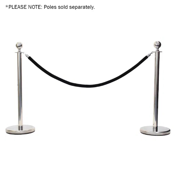 Chrome Barrier Rope, Black Velvet